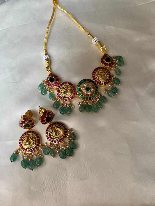 Jadau peacock pendants choker- ( Pre order)