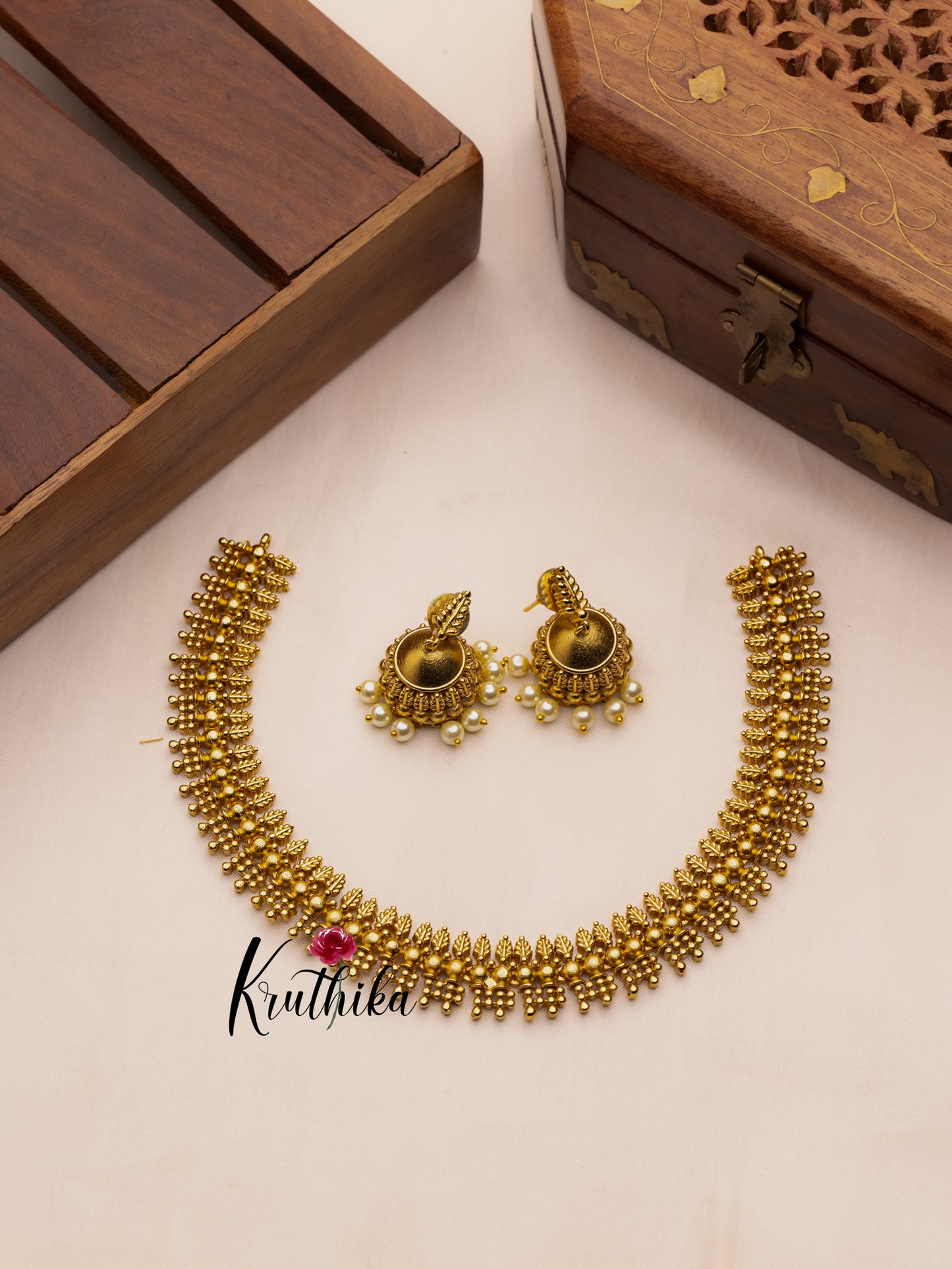 Traditional No stone gold replica leaves necklace NC952