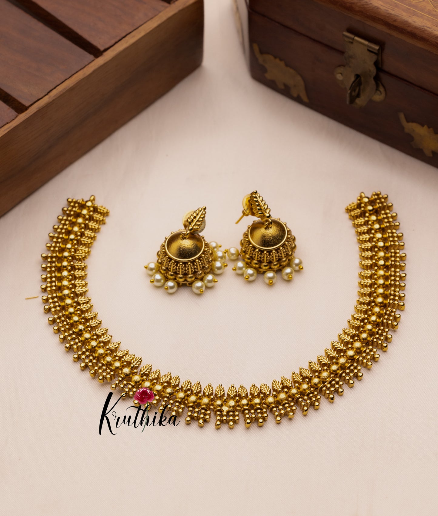 Traditional No stone gold replica leaves necklace NC952