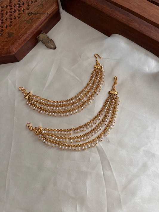 Beautiful Three Layer Pearl Earchains EC27