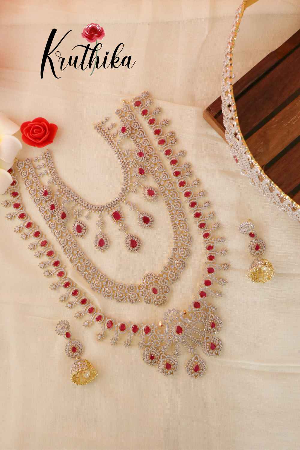 legant Ruby Haaram with Sparkling Diamond Necklace BS022
