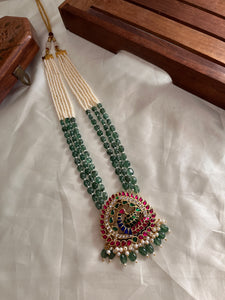 Jadau peacock pendant beads haaram LH532