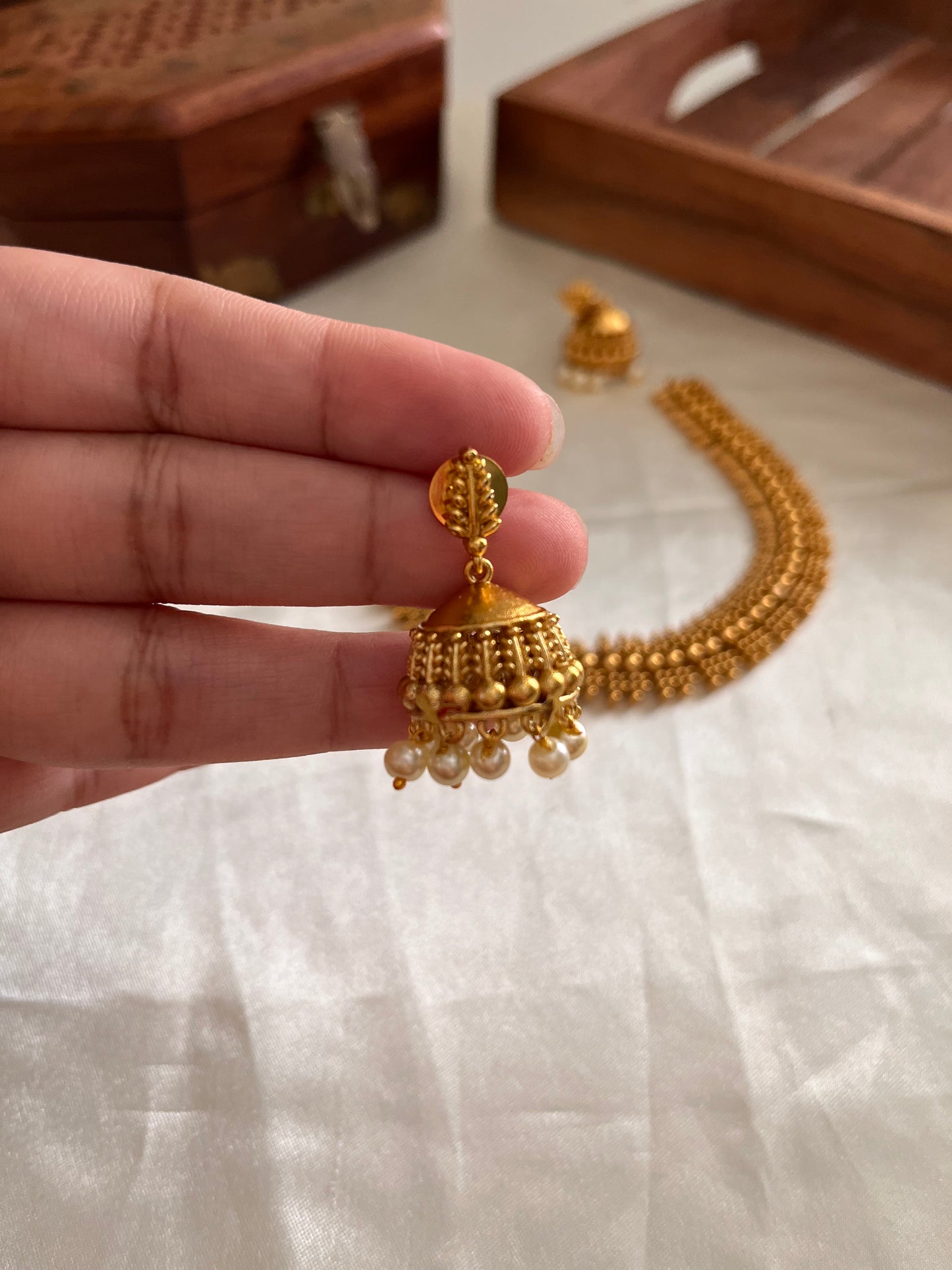 Traditional No stone gold replica leaves necklace NC952