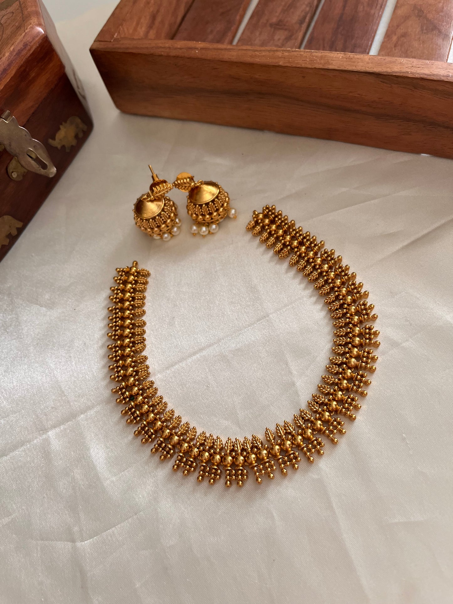Traditional No stone gold replica leaves necklace NC952