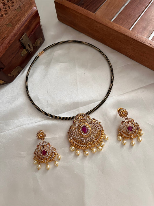 CZ pipe necklace with changeable stones NC1044