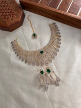 AD gold finish necklace set with maang tika NC1040