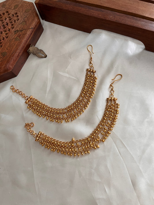 Golden Three Layer Pearls Earchains EC28