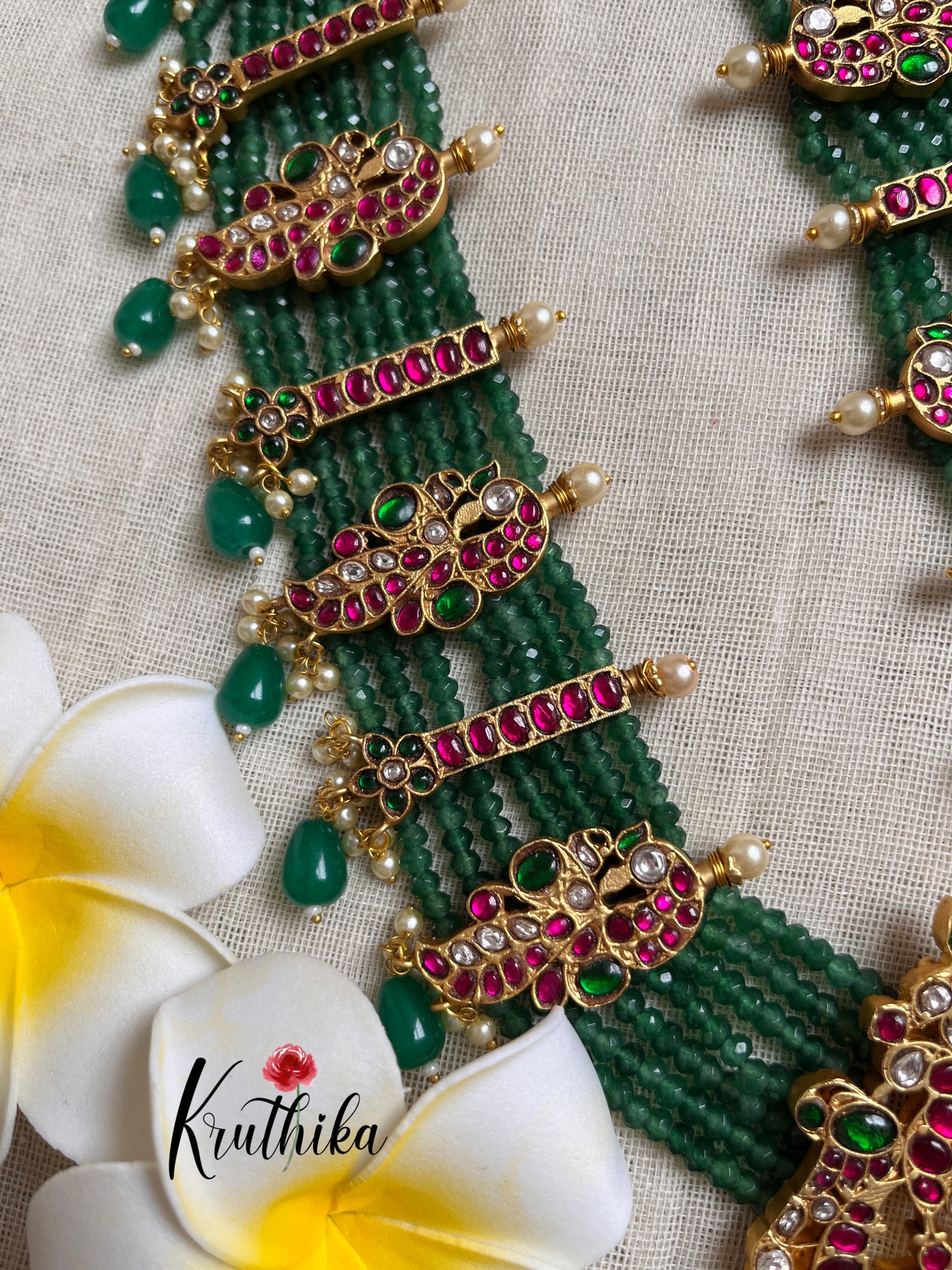 Premium Jadau multi layer green beads Haaram LH545-Pre Booking 15 days