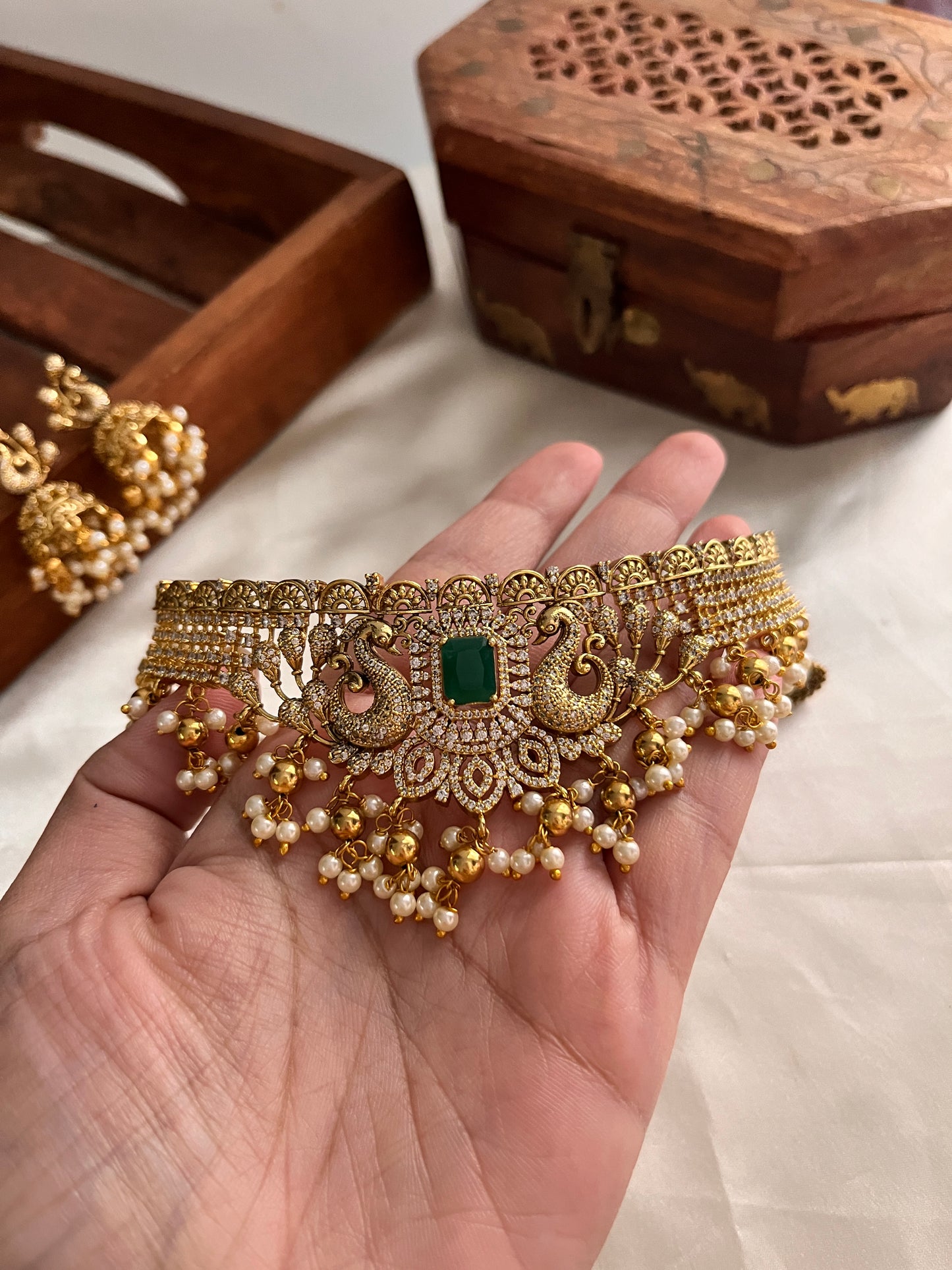 AD peacock guttapoosalu choker NC1115