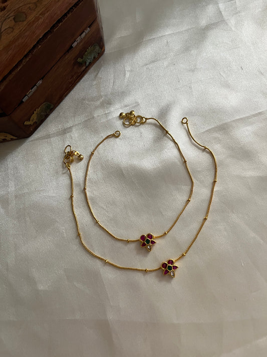 Simple Jadau Anklets Paayal A16