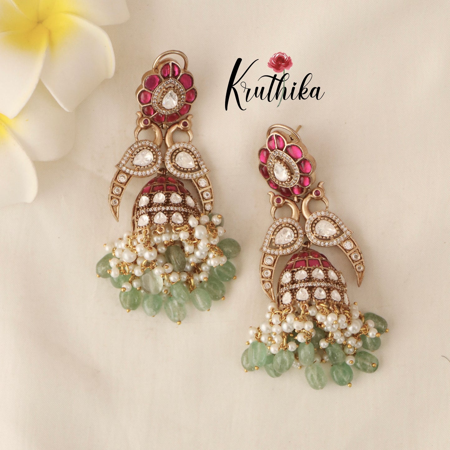 Premium Peacock Jadau Jhumkas E400