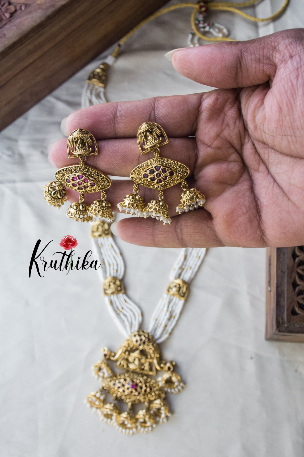 Premium Kemp Pallaki Pearls Haaram LH490