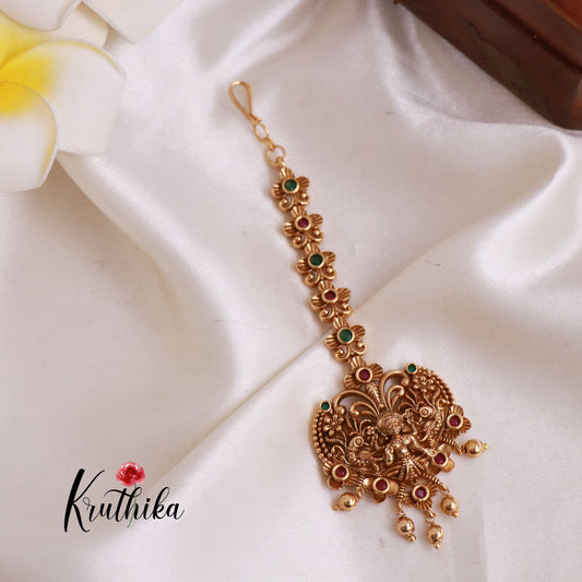 Pretty Lakshmi Flower Peacock Maang TIka MT213