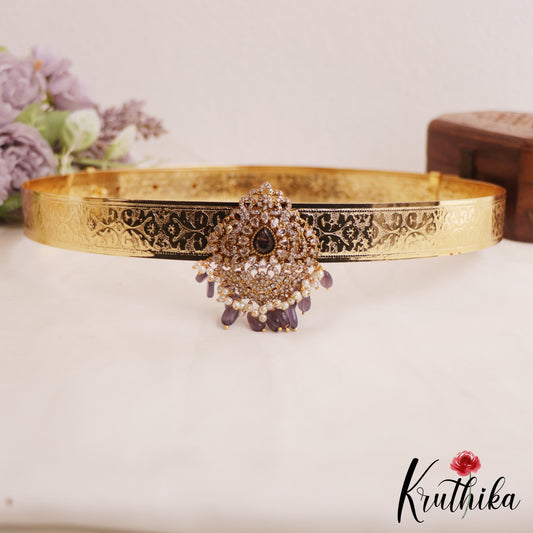Sparkling AD Floral Teardrop Motifs Hip Belt With Bead Drops V345 (Available In 3 Colors)