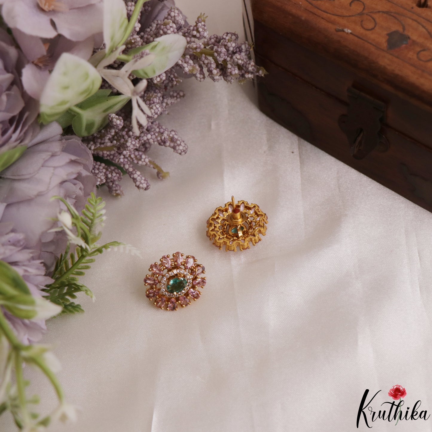 Sparkling Floral Motifs CZ Victorian Pendant Set PS300