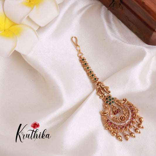 Simple Peacock Flower Maang Tikka MT214