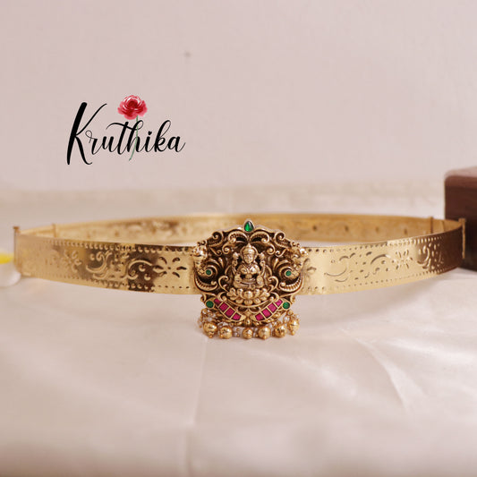 Beautifull Lakshmi peacock golden beads hip belt V249