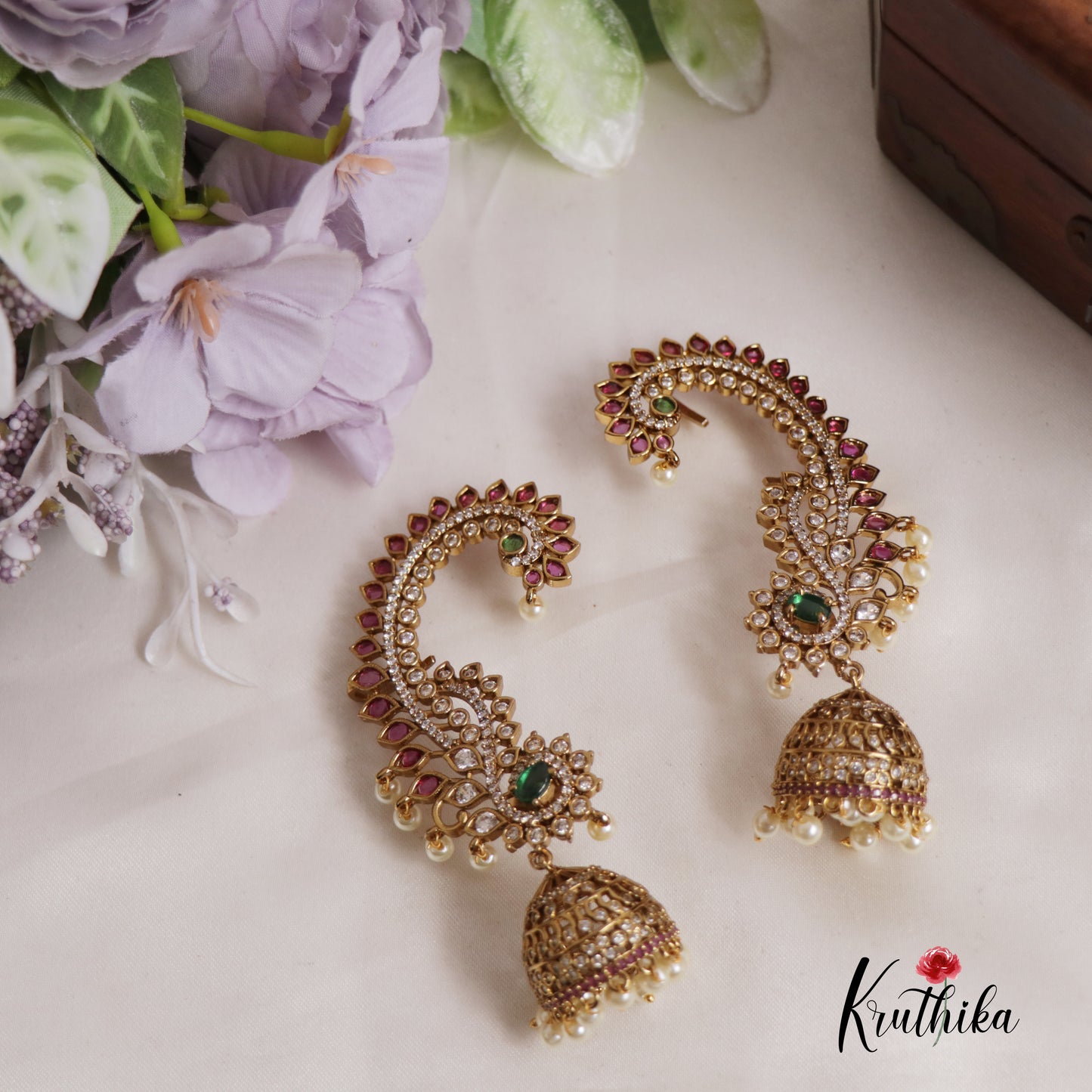 Stunning AD Earcuff with Jhumkas NC25022 (Available In 2 Colours)