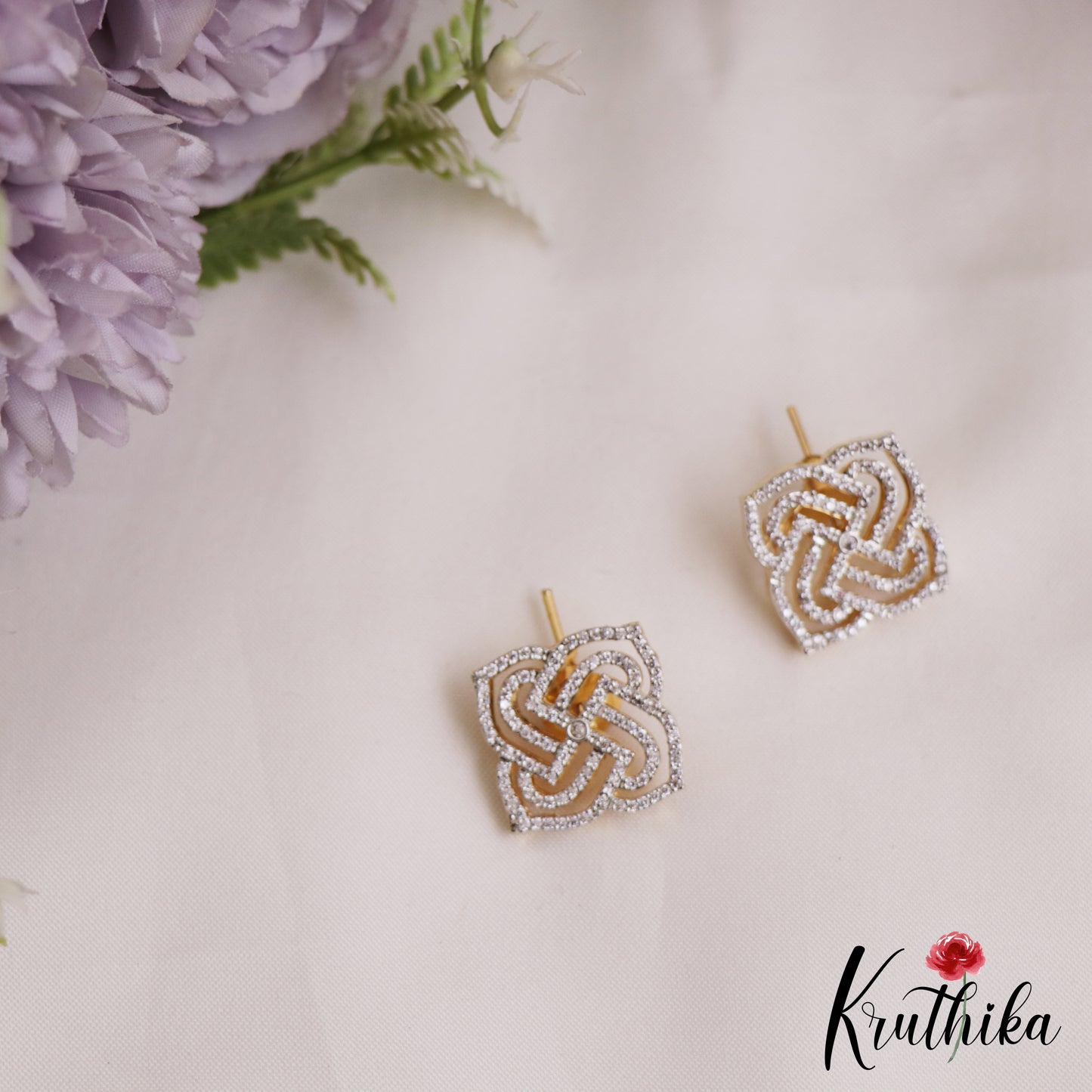 Sparkling Geometric Motifs Gold-Toned AD Pendant Set PS284
