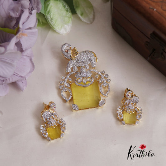 Elegant Victorian Elephant Pendant Set PS246 (Available In 5 Colours)