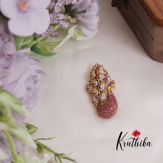 Trendy CZ Peacock Saree Pin SP02 (Available in 2 colours)