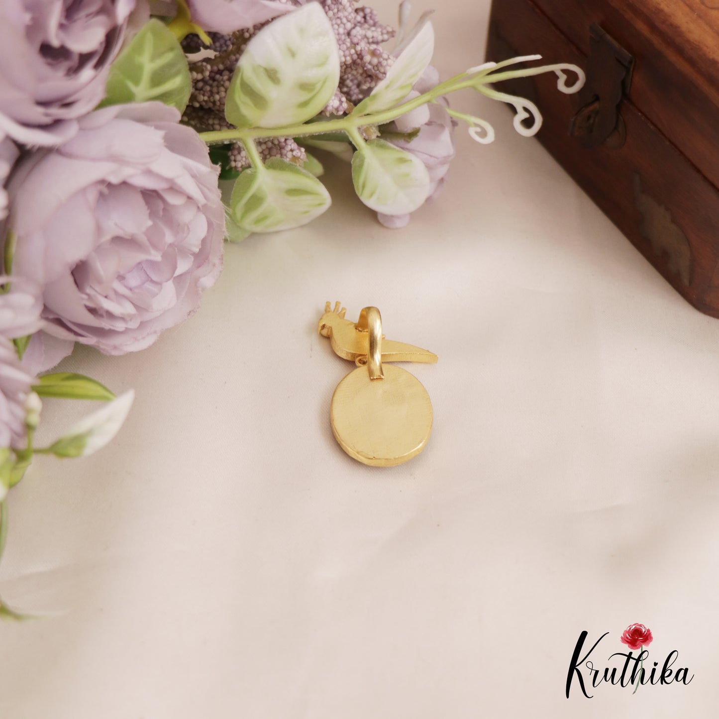 Elegant Peacock Motifs Jadau Pendant With Oval Shape Drop PS251