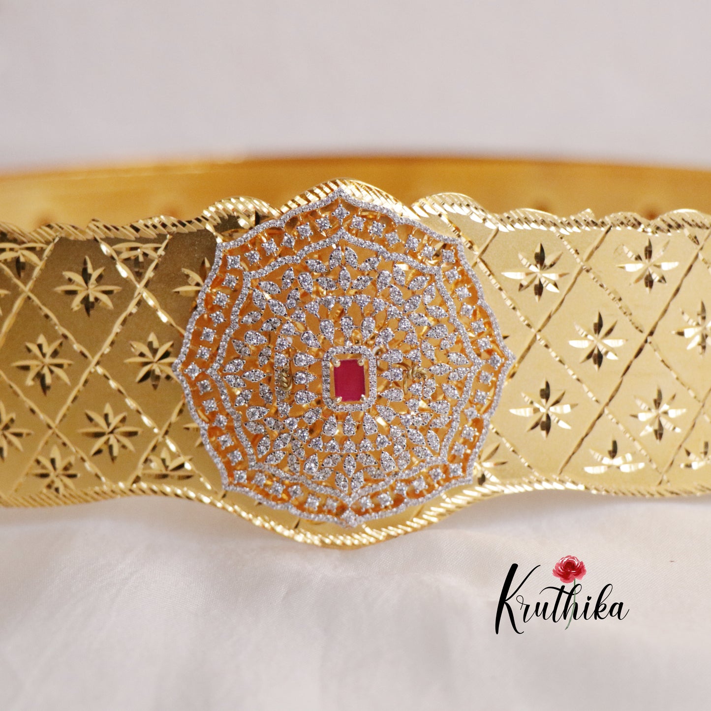 Gorgeous CZ Celestial Bloom Vaddanam V264 (Available in 2 Colours)