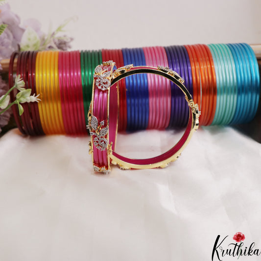 Classic Openable CZ Frame Bangle With 12 in 1 Interchangeable Color Bangles B552