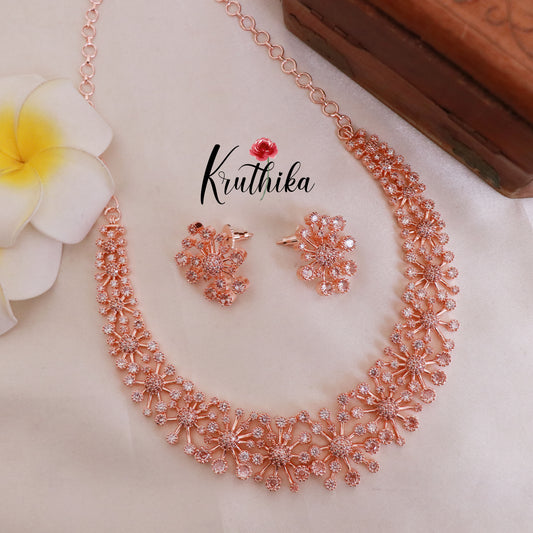 Trendy CZ/AD Flower Design Necklace NC1829 (Available in 3 colours)