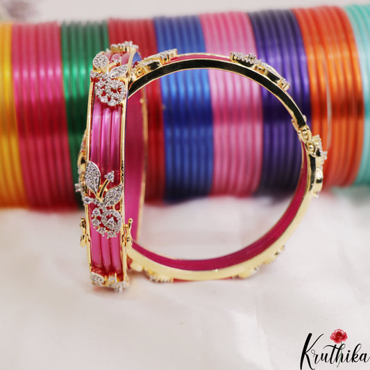 Classic Openable CZ Frame Bangle With 12 in 1 Interchangeable Color Bangles B552