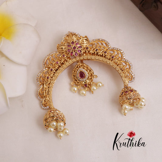 Beautiful AD Half Moon Jhumka Jada Pin J125
