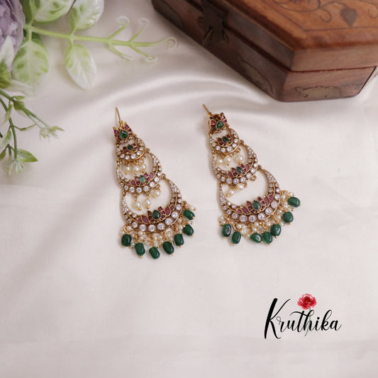 Trendy Three Step Chand Bali Earrings E630 (Available in 3 Colors)