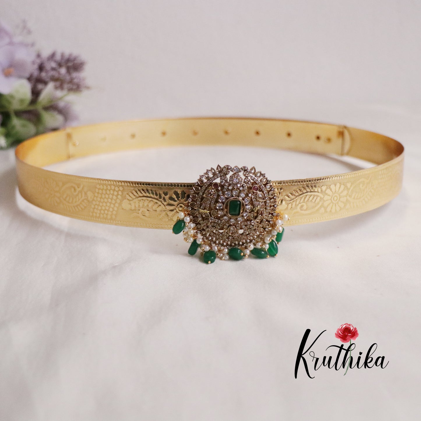 Premium CZ Sparkling Victorian Hip Belt with Beads Drops V270 (Available in 4 Colours)