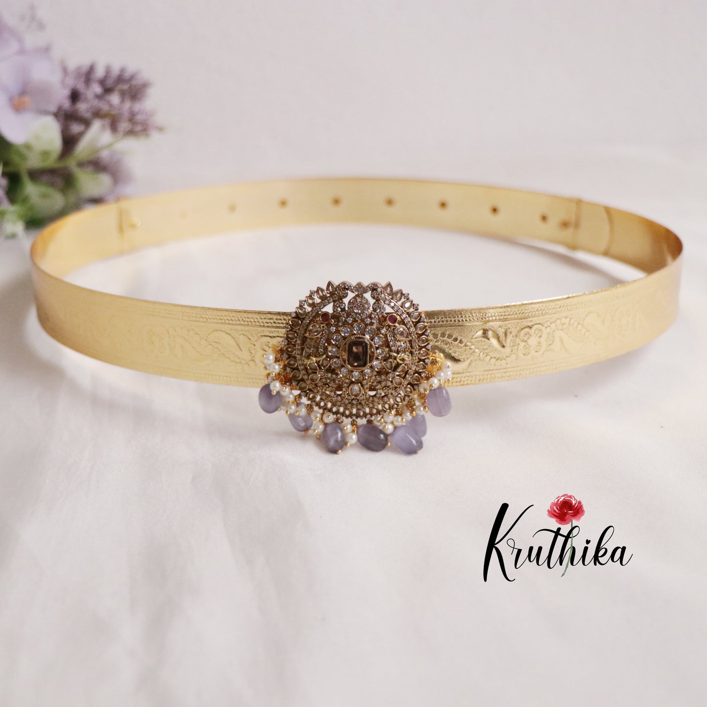 Premium CZ Sparkling Victorian Hip Belt with Beads Drops V270 (Available in 4 Colours)