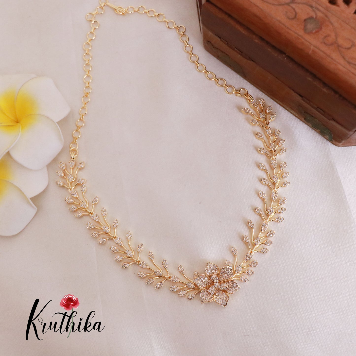 Trendy CZ/AD Flower Design Necklace NC1830 (Available in 4 colours)