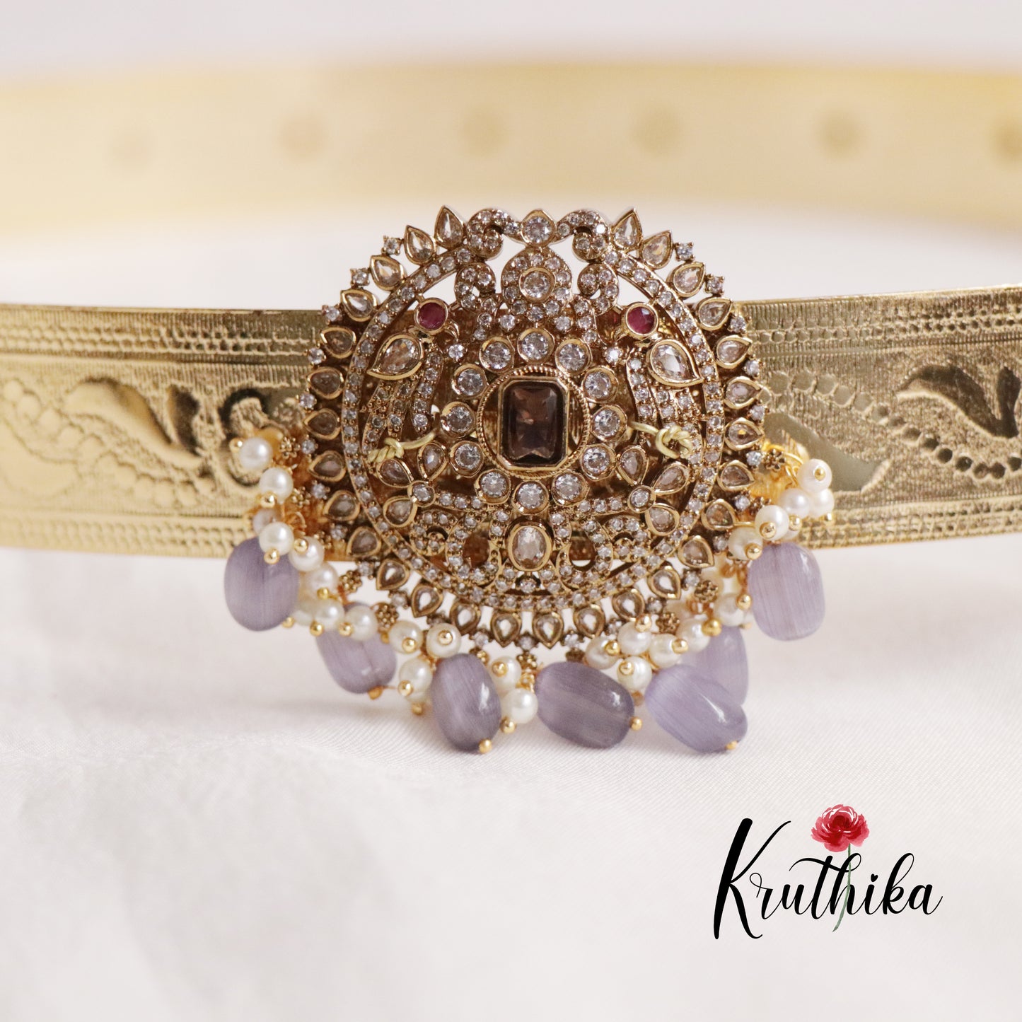 Premium CZ Sparkling Victorian Hip Belt with Beads Drops V270 (Available in 4 Colours)