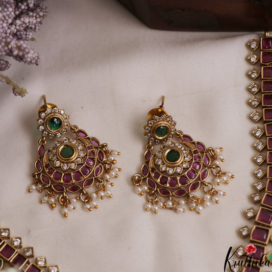 Premium Floral Square Motifs Jadau Guttapoosalu Necklace NC2939