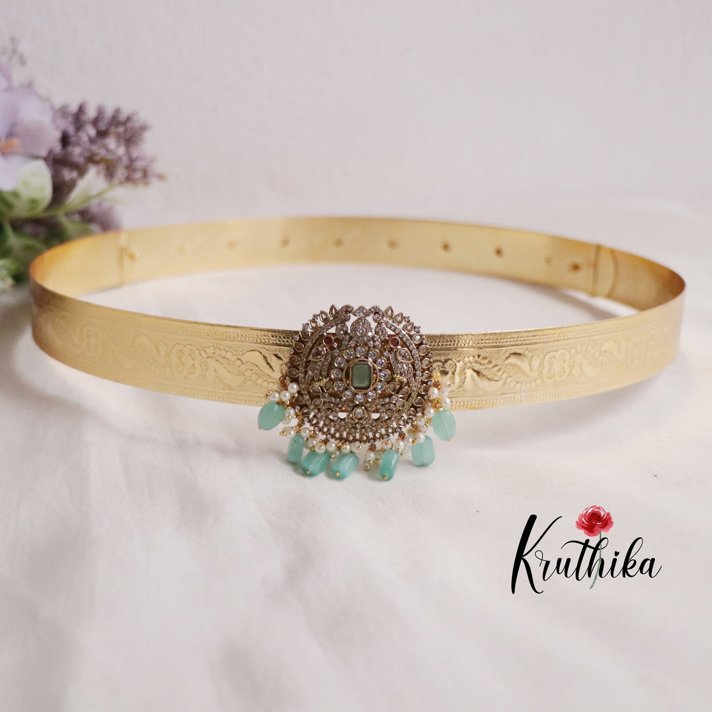 Premium CZ Sparkling Victorian Hip Belt with Beads Drops V270 (Available in 4 Colours)