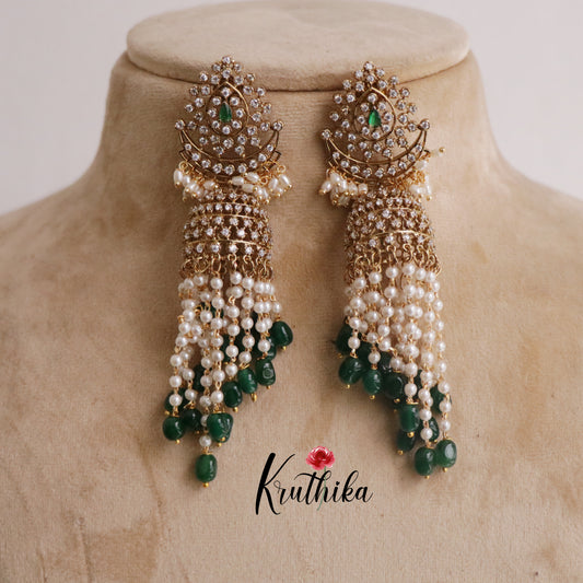 Trendy Victorian Pearl Cascading Chandbali Jhumkas E486(Available in 2 Colours)