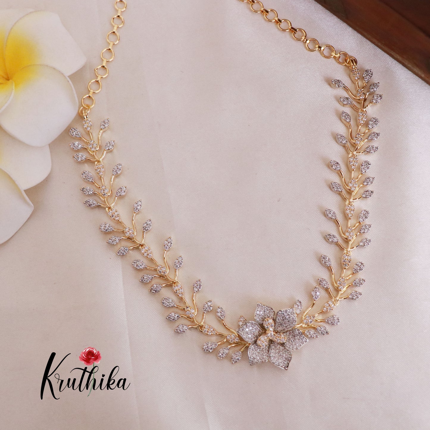 Trendy CZ/AD Flower Design Necklace NC1830 (Available in 4 colours)