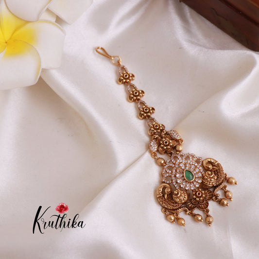 Pretty AD/CZ Peacock Maang Tika MT217