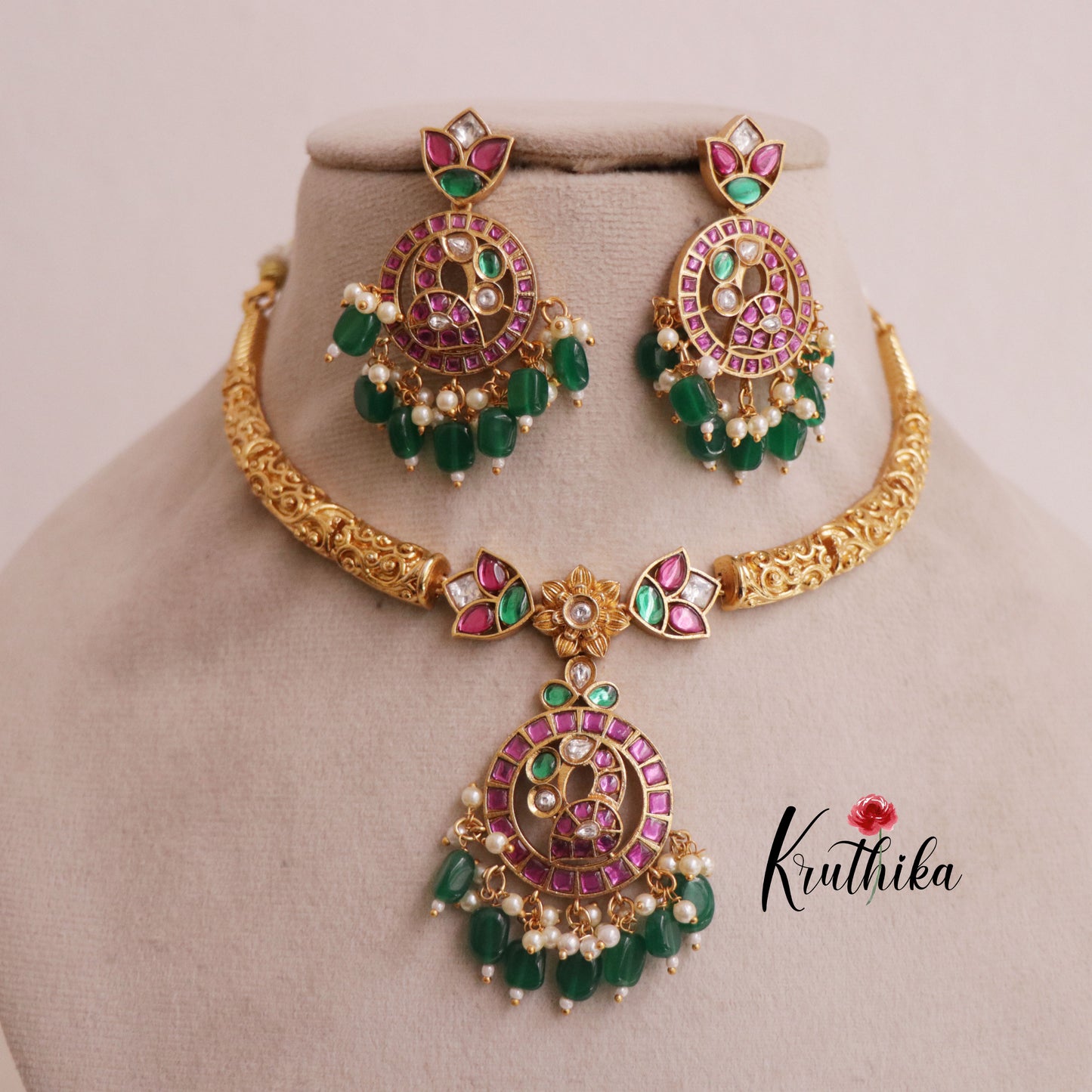 Pretty jadau peacock hasli Necklace NC1951