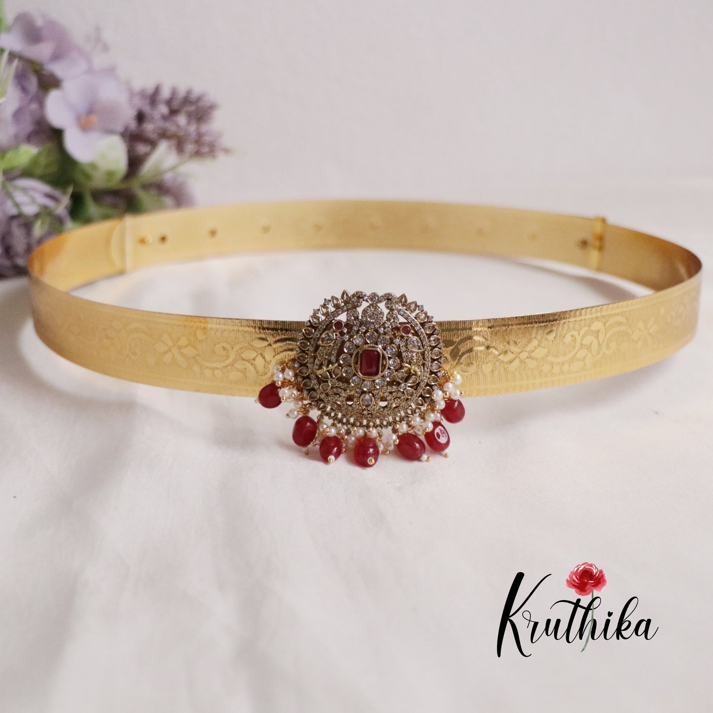 Premium CZ Sparkling Victorian Hip Belt with Beads Drops V270 (Available in 4 Colours)