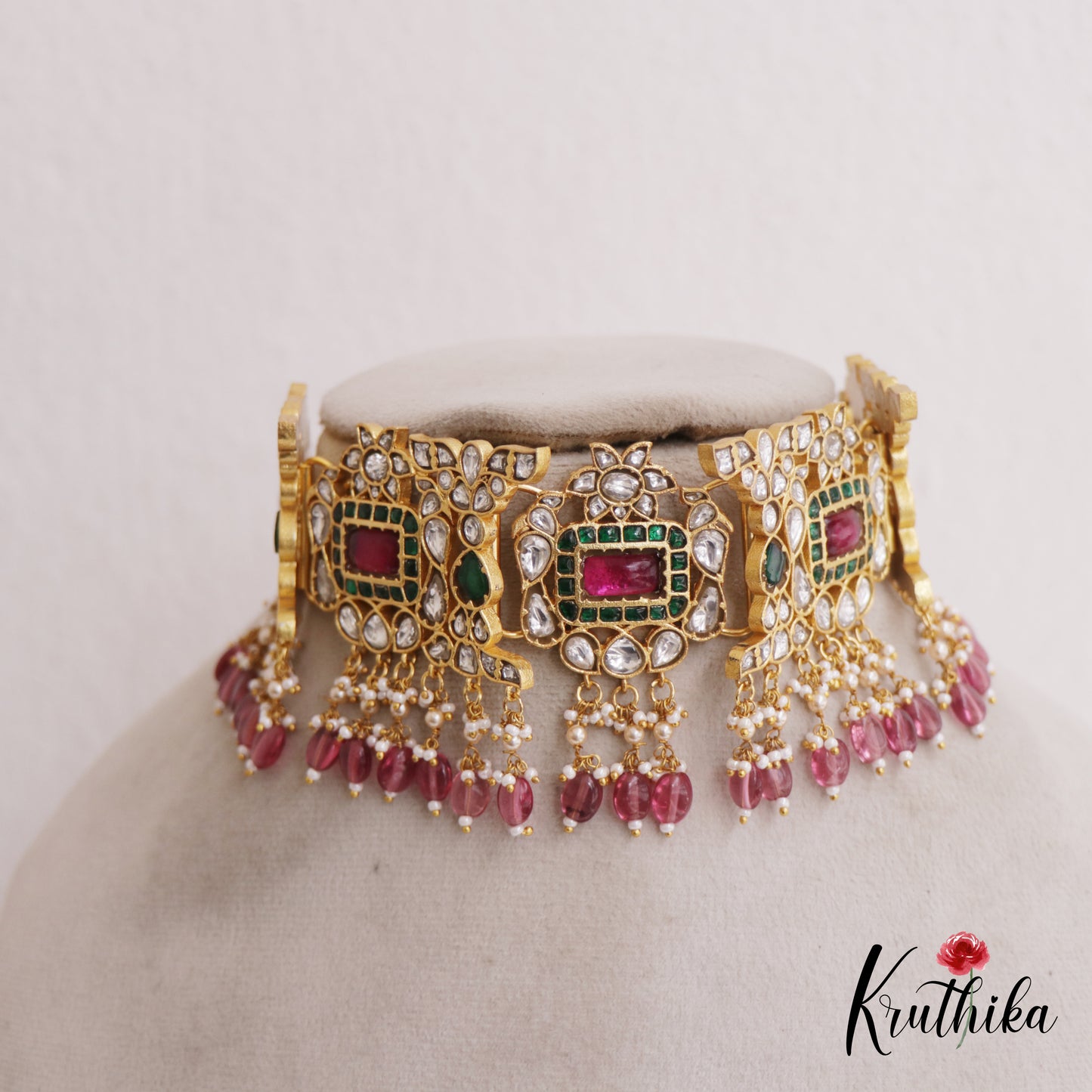 Stunning Teardrop Motifs Kundan Jadau Choker NC2681