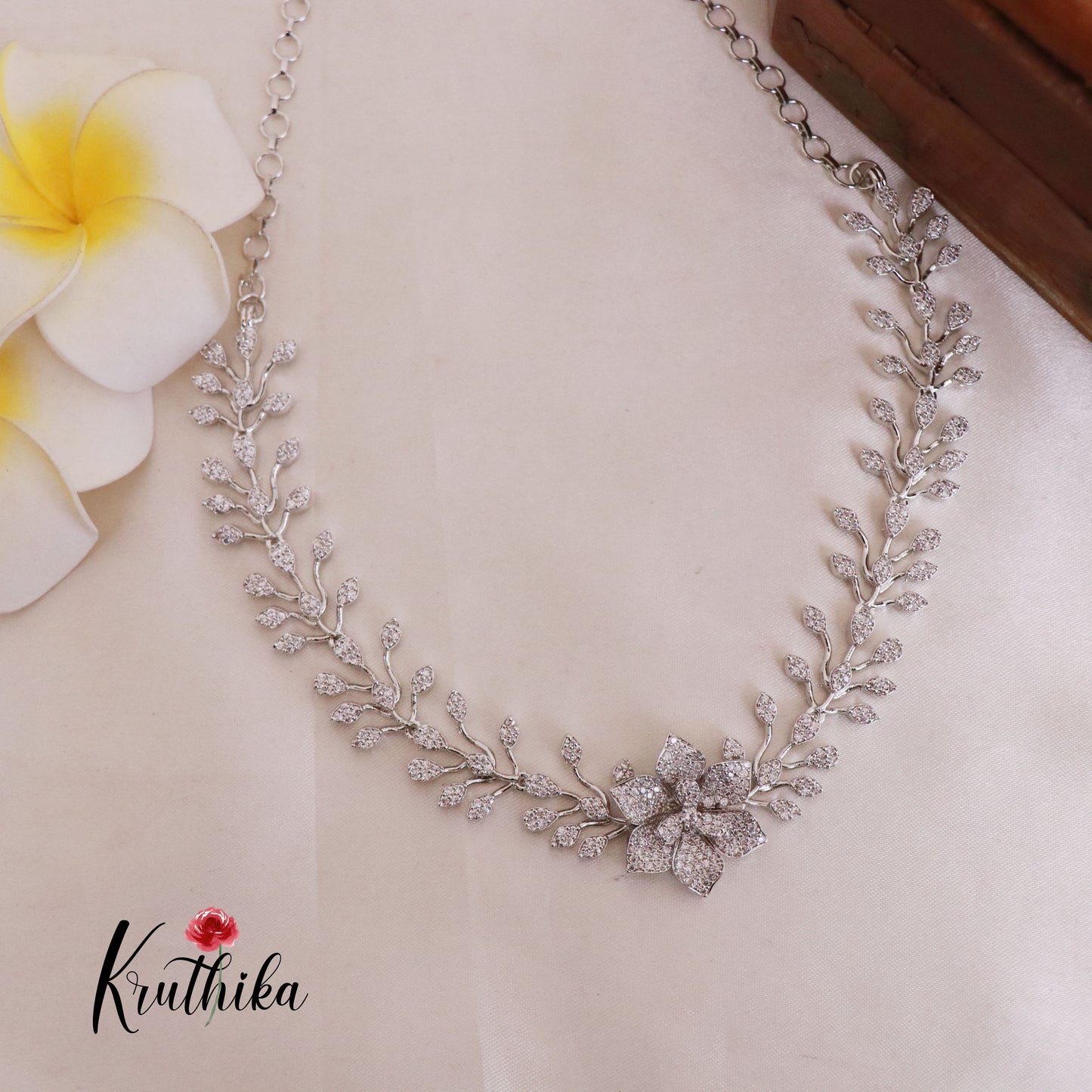 Trendy CZ/AD Flower Design Necklace NC1830 (Available in 4 colours)