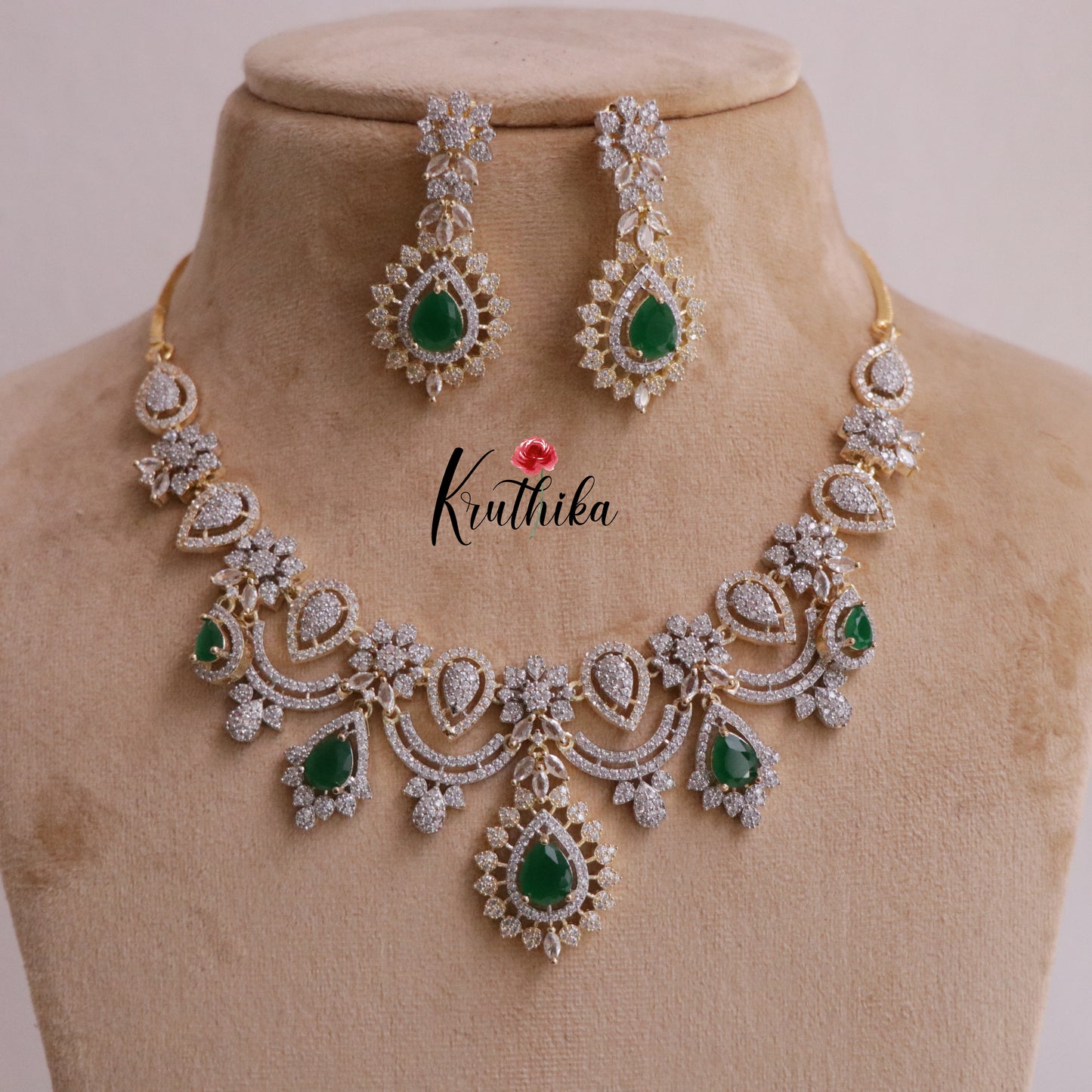 Beautiful AD/CZ Necklace NC1918 (Available in 2 Colours)