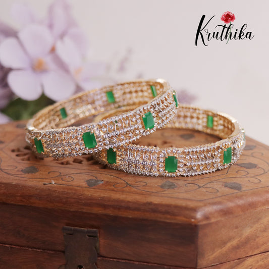 Elegant CZ-Gold Finish Bangles ( Available in 2 Colours) B314