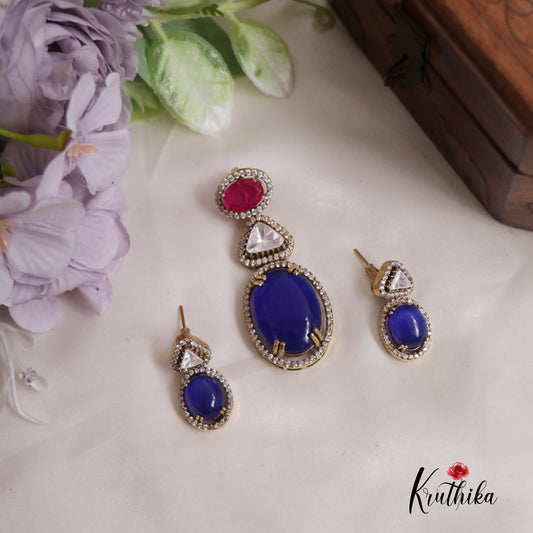 Classic Victorian moissanite Pendant Set PS245 (Available In 3 Colours)