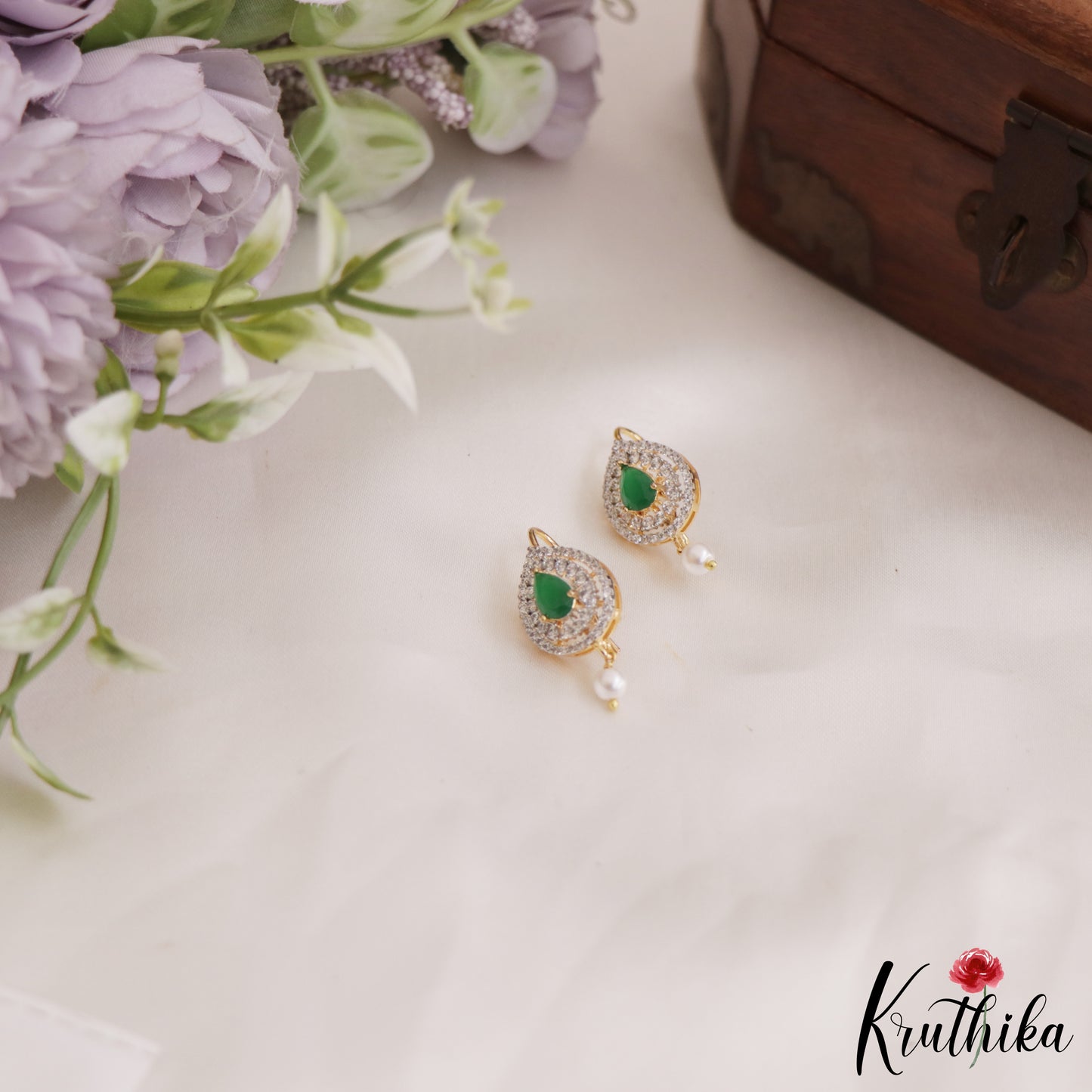 Simple Teardrop Earcuffs | Upper Earrings | Bugadi Earrings With Pearl Drop E887