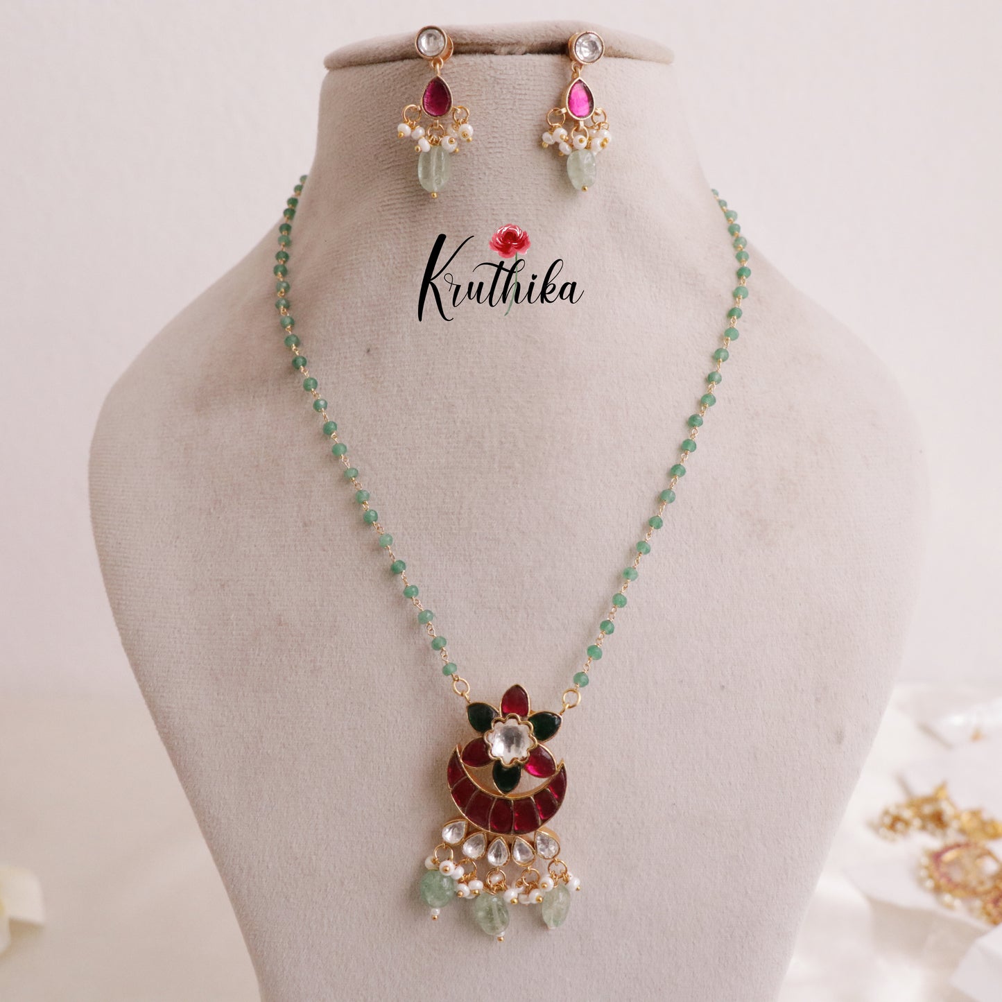 Beautiful Jadau Pendant Beads Haaram LH1834